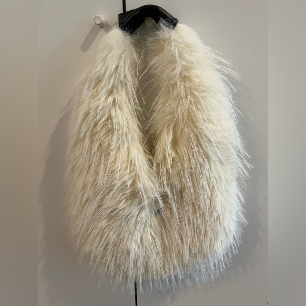Apparis ‘Colette’ Faux Fur Shoulder Bag Cream Plush, NWOT